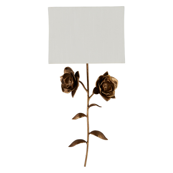 Rosabel Wall Sconce - Elegant Nature-Inspired Design with Antique Brass Finish and Off-White Shade