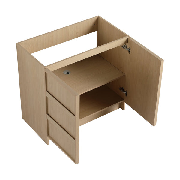 English Elm 36" Freestanding Bathroom Vanity Plywood Base Resin Sink Soft Close Storage W999S00509