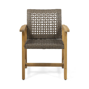 English Elm Christopher Knight Home® - HAMPTON Acacia Wood Dining Chair Pair with Handwoven Wicker Seats and Durable Velvet Finish Brown 60400.00MCA