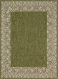 Unique Loom Outdoor Border Floral Border Machine Made Floral Rug Green, Ivory/Gray 9' 0" x 12' 0"