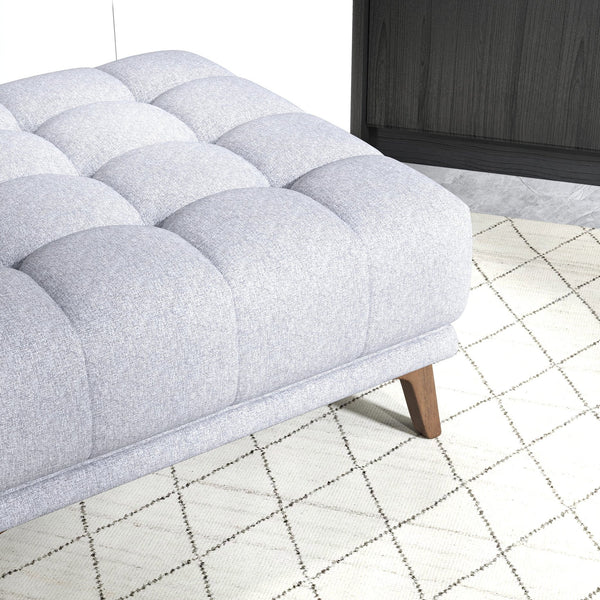 English Elm Addison Button Tufted Linen Square Ottoman with Tapered Wood Legs for Living Room B183P231209