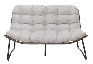 English Elm Patio Wicker Gliding Loveseat with Thick Cushions All Weather Pe Rattan Garden Bench W3990P415261
