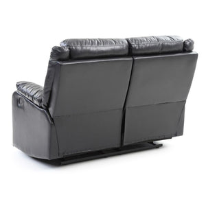 English Elm Sleek Black PU Contemporary Love Seat 40"Hx55"Wx37"D Reclining Comfort, Padded Arms, Quick Assembly B078108416