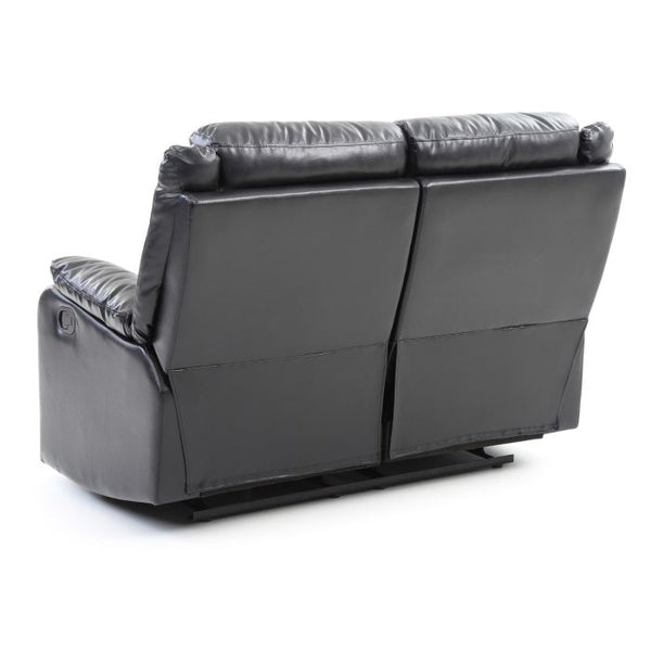 English Elm Sleek Black PU Contemporary Love Seat 40"Hx55"Wx37"D Reclining Comfort, Padded Arms, Quick Assembly B078108416