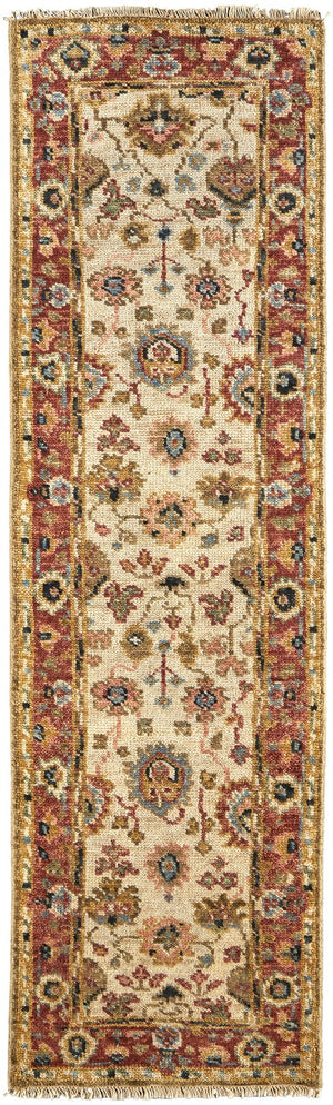 Feizy Rugs Carrington Hand Knotted Wool Rug - Timeless Oushak Motifs With Rich Colors And Durable Design Ivory,Red,Blue Wool 9826805fbgersti68