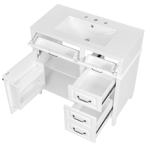 English Elm 36-Inch Modern Bathroom Vanity With Ceramic Sink, Durable Wood Frame, Adjustable Storage & Sleek Design N725P350849K