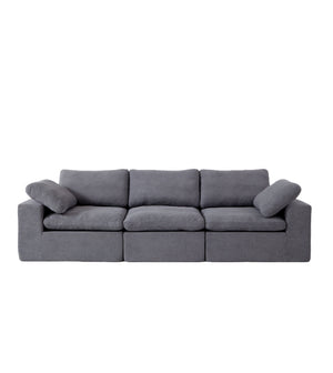 English Elm Chenille Oversized 3-Seater Sofa Couch with Double-Layer Plush Cushions, Ergonomic Arms & Lumbar Support W1960S00009