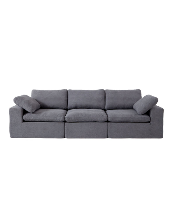 English Elm Chenille Oversized 3-Seater Sofa Couch with Double-Layer Plush Cushions, Ergonomic Arms & Lumbar Support W1960S00009