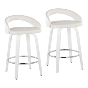 English Elm Fixed-height Swivel Counterstools with Faux Leather Seats Chrome Footrest Set of 2 B202S01834