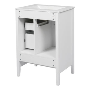English Elm Christopher Knight Home® - 24 Freestanding Retro Bathroom Vanity with Ceramic Sink, Soft-Close Cabinet & Drawers, Painted MDF Finish White N759P292551K