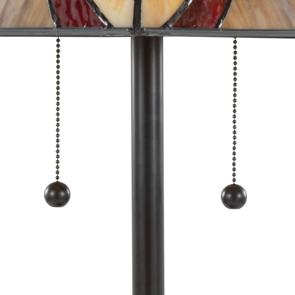 English Elm 30" Tiffany Style Table Lamp Emerald Stained Glass Bronze Frame Warm Ambient Glow B202P471586