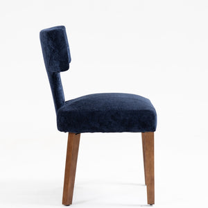 English Elm Mid Mid Century Modern Dining Chairs Set of 2 Upholstered Linen Accent Chairs with Solid Wood Frame, Ergonomic Support and Nailhead Trim Blue W794P335668