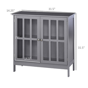English Elm kleankin Grey Sideboard Buffet Cabinet with 2 Acrylic Doors, MDF Credenza for Kitchen Living Room Storage and Elevated Base (31.5") W2225P229410