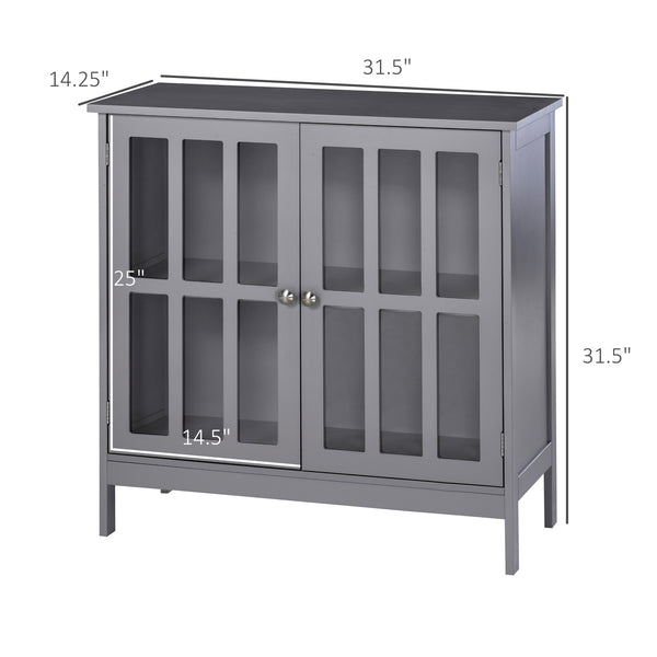 English Elm kleankin Grey Sideboard Buffet Cabinet with 2 Acrylic Doors, MDF Credenza for Kitchen Living Room Storage and Elevated Base (31.5") W2225P229410