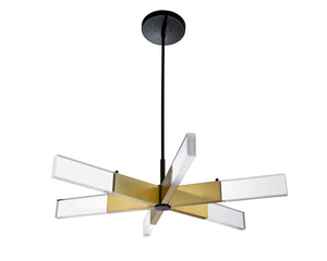 Sunpan LUMI CHANDELIER - Modern Brass-Finish Lighting Fixture with Handcrafted Acrylic Shades for Elegance 107998