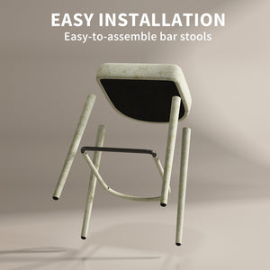 English Elm Backless Blue Fabric Upholstered Counter Stools Set of Two with Padded Seat Footrest Green W5096P400663
