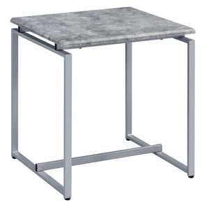 English Elm Grey 3-Piece Occasional Set With Faux-Concrete Tabletop & Sleek Silver Metal Bases For Modern Style B062P185644