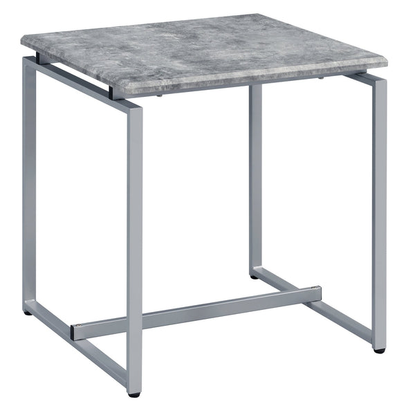 English Elm Grey 3-Piece Occasional Set With Faux-Concrete Tabletop & Sleek Silver Metal Bases For Modern Style B062P185644