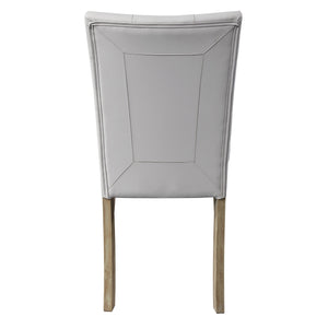 English Elm Grey Tufted Side Chairs Set Of 2 - Elegant Faux Leather, Durable Oak Frame, Modern Comfort & Style B062P182762