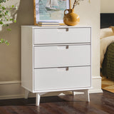 3-Drawer Groove Handle Solid Wood Dresser White BR3DSLDRWH-T Walker Edison