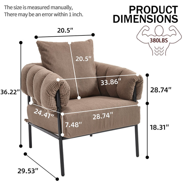 English Elm TS Modern decorative chair with plush teddy fleece upholstery and gold metal legs for luxe comfort and style Light Coffee W2311P308064