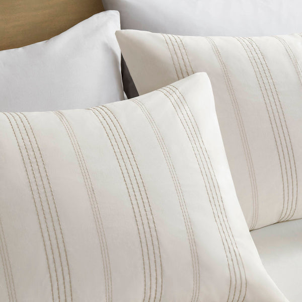 English Elm 6-piece Cotton Dobby Full Comforter Set Tropical Coastal Embroidered Pillow Accents B035P463271