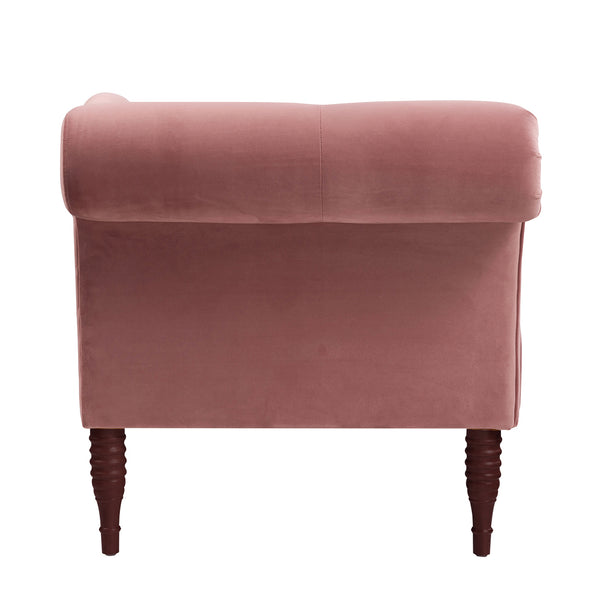 English Elm Samuel Velvet Tufted Chaise Lounge Elegant Roll Arm Reading Nook Accent Chair B2719P238292
