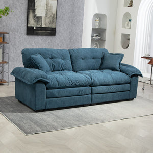 English Elm 84" Chenille Sofa Loveseat with Memory Foam & Pocket Springs, Plush Dual-Layer Comfort, Sturdy Frame Blue W676S00010