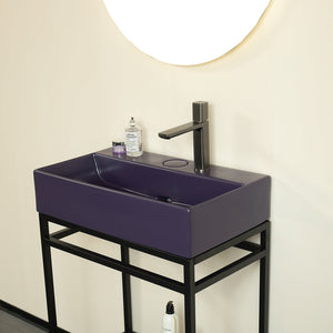 English Elm LOFI Ceramic 24" Bathroom Basin with Center Drain and Faucet Hole, Durable Scratch-Resistant Finish Purple W2615P210340