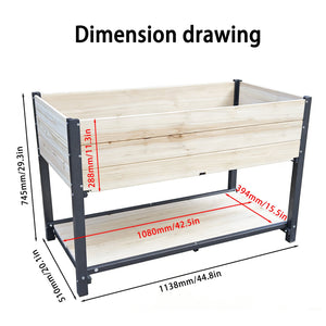 English Elm New Solid Iron and Wood Raised Garden Bed Ergonomic Standing Planter for Patio W1431P470876