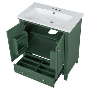 English Elm 30" Stylish Dark Green Bathroom Vanity With Sink Combo, Durable Mdf, Modern Design & Storage Solution SY999606AAF-6