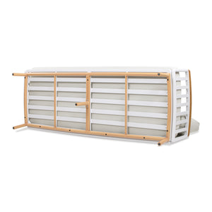 English Elm Jennifer Taylor Home - Calarono Teak & Aluminum 2pc Outdoor Sofa + Coffee Table Set in Sand Dune Chenille — Durable, UV‑Resistant Comfort and Modern Slatted Design B2719P320845