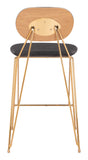 Georges Counter Stool - Set of 2 Gray & Gold 109662 Zuo Modern