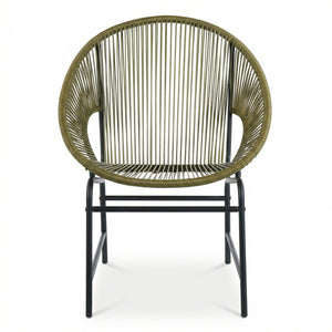 English Elm Nusa Outdoor Pe Rattan Patio Chairs with Iron Frame Airy Oval Weave Set of 2 Green N775P422987G