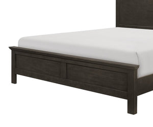 English Elm Charcoal Queen Panel Bed with Okume Veneer and Horizontal Accent Headboard — Rustic Transitional Design Charcoal grey 64.25 L x 39 W x 5.5 H B011S01205