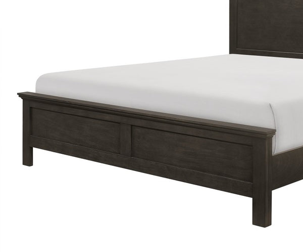 English Elm Charcoal Queen Panel Bed with Okume Veneer and Horizontal Accent Headboard — Rustic Transitional Design Charcoal grey 64.25 L x 39 W x 5.5 H B011S01205