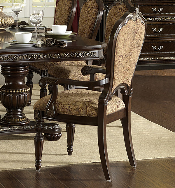 English Elm Traditional Russian Hill Armchairs Set of 2 with Gold Tipped Finish, Jacquard Upholstery, Elegant Dining Seating Cherry 45 L x 22 W x 15.5 H B011P321313