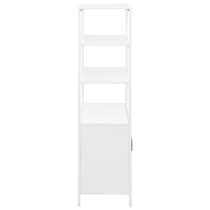 English Elm Kenneth Tall Metal and Pe Rattan Accent Cabinet with Open Shelves for Living Spaces B062P440091