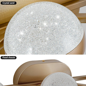 English Elm Bathroom Vanity Light, Elegant 3-Bulb Led Fixture With Crystal Sand Shades In Champagne Gold Finish W2312P374866