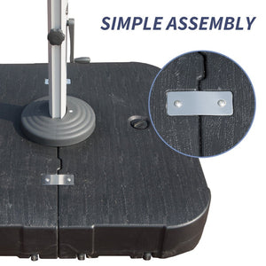 English Elm Patio Umbrella Base With Wheels - Heavy-Duty 300Lb Square Design For Offset Umbrellas, Black Finish W1859P304037-GIGA