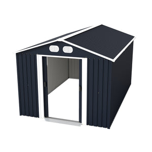 English Elm Campcraft 8x12 Outdoor Metal Storage Shed Lockable Weatherproof Backyard Tool House Dark Gray W1598S00042