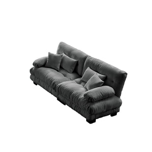 English Elm Cloud Chenille 2-Seater Sofa For Living Room - Plush Comfort With 2 Lumbar & 2 Throw Pillows W714S01016