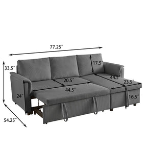 English Elm Loveseat Sectional Sleeper Sofa with Corduroy Tufted Upholstery Storage Chaise Reclining W2186S00012