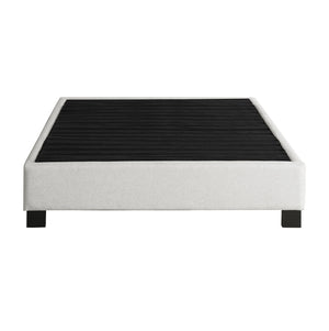 English Elm Modern Low Profile King Platform Bed Base Upholstered in Soft Polyester Fabric Beige B108P468536