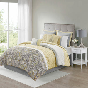 510 Design Shawnee Transitional 8 Piece Comforter Set 5DS10-0274 Yellow