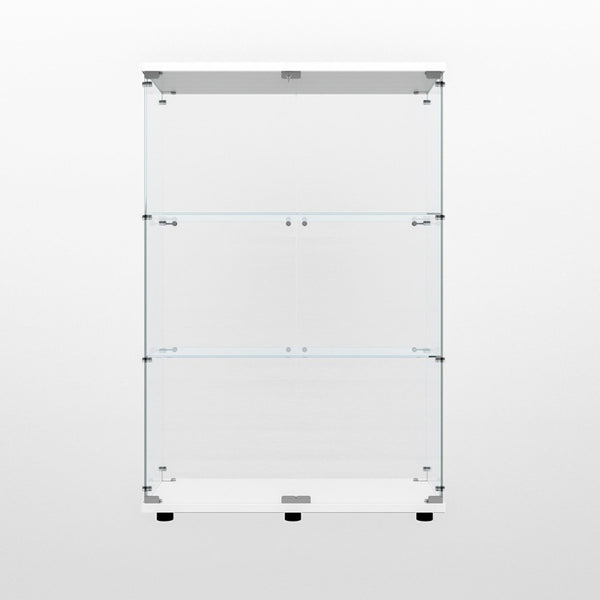 English Elm Tempered Glass Display Cabinet – Versatile Wine & Storage Case With Color-Changing Light & Casters W3155P291596-GIGA