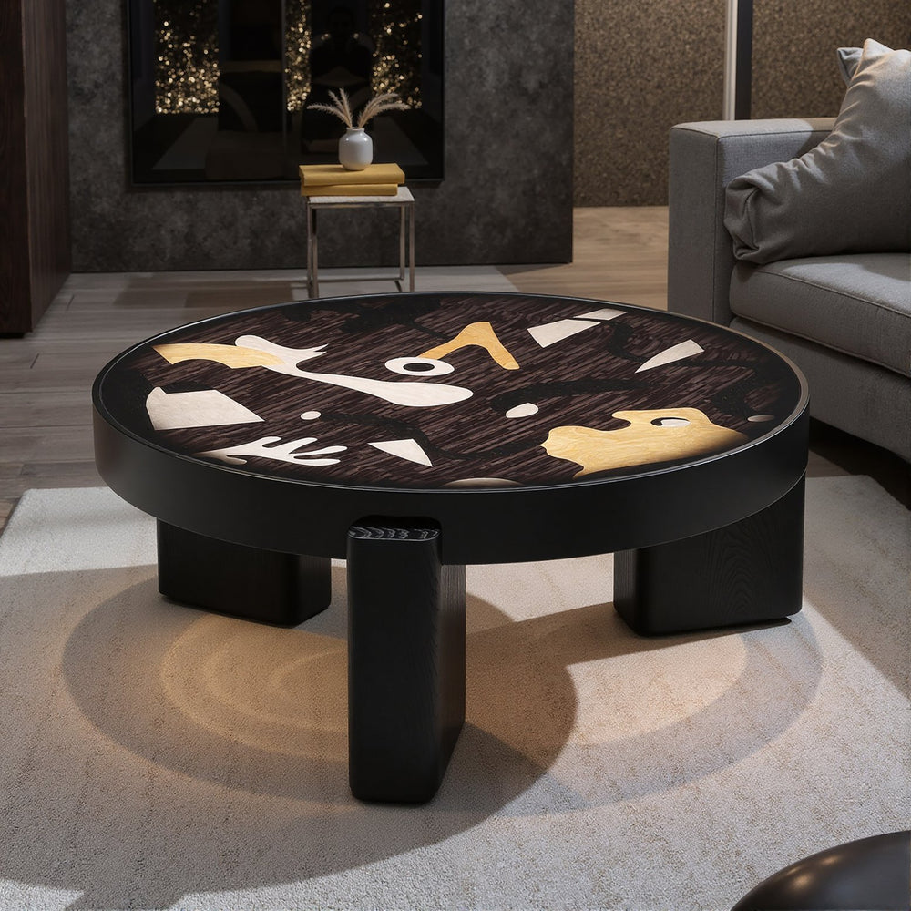 English Elm Fun Art Hand-painted Italian Minimalist Square Coffee Table for Contemporary Living Rooms T5686P508400