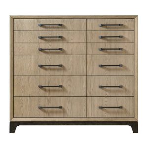 English Elm Wallace & Bay - Caramel Wood Master Chest with 10 Drawers, Felt-Lined Top, Rich Cocoa Finish, Durable 57.3"L x21.3"W B361P406172