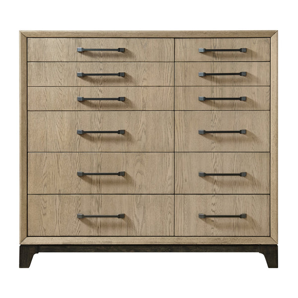 English Elm Wallace & Bay - Caramel Wood Master Chest with 10 Drawers, Felt-Lined Top, Rich Cocoa Finish, Durable 57.3"L x21.3"W B361P406172