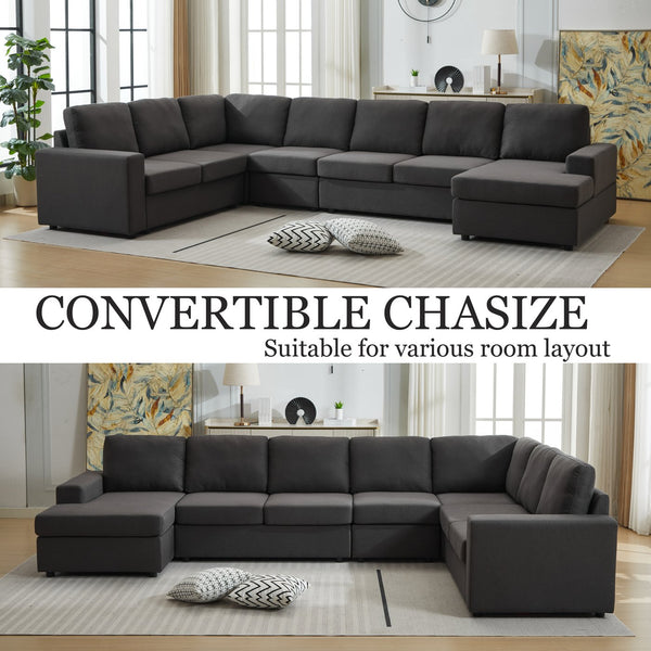 English Elm Large Modular L Shaped Sectional Sofa with Plush Cushions for Contemporary Living Rooms B2730S00053